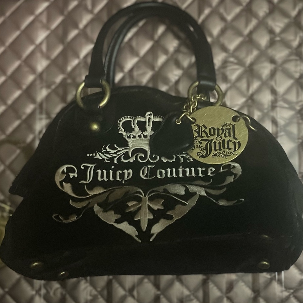 Juicy Couture Black and Gold Shoulder Bag